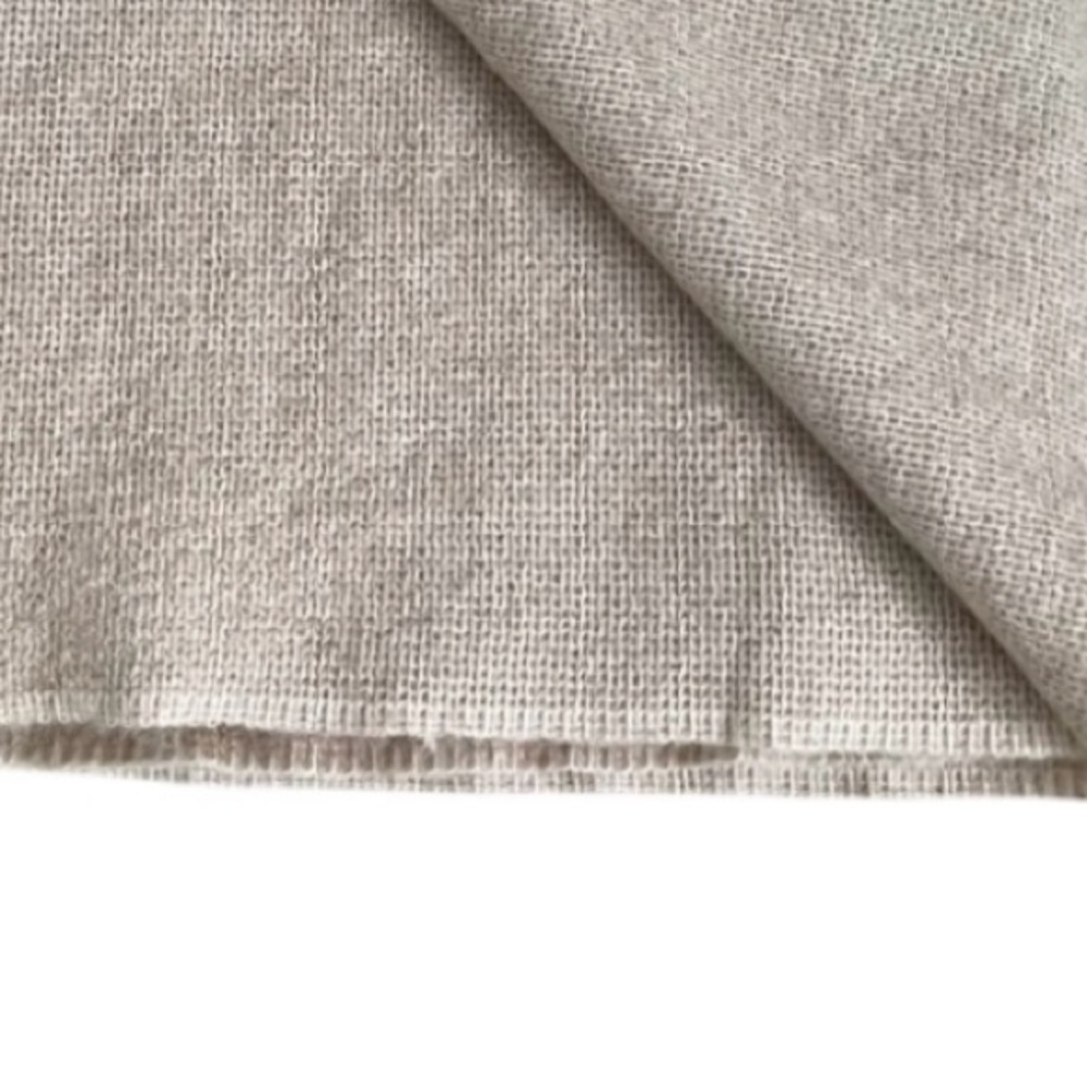 Handmade Handwoven Wool Striped Throw Blanket Tan Grey - Picture 10 of 11